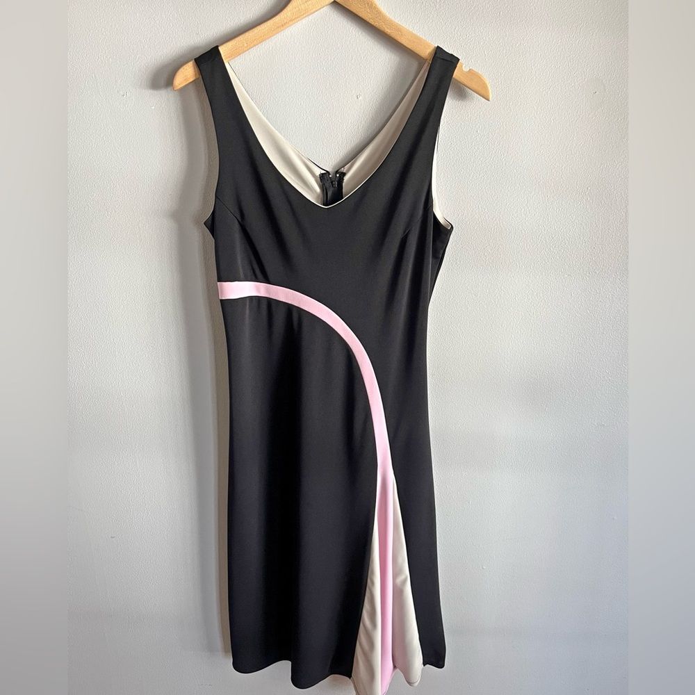 A-list Black Colorblock Mini knee length Dress Pink Ivory Y2K Sleek Size M 8/10